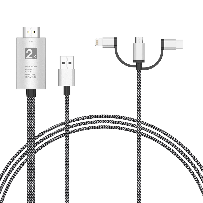 UCable - HDMI to Lightning Cable 3 in 1 Screen Mirroring Adapter Horizontal & Vertical