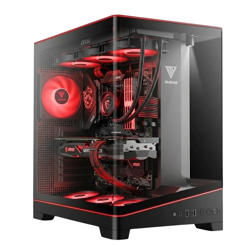 BREUNOR HELLFIRE - Pc Gaming Ryzen 9 9950X, RTX 5080 16GB, RAM 32GB DDR5 6000MHz, SSD NVMe 1TB, Dissipatore a liquido 360mm, Windows 11 Pro