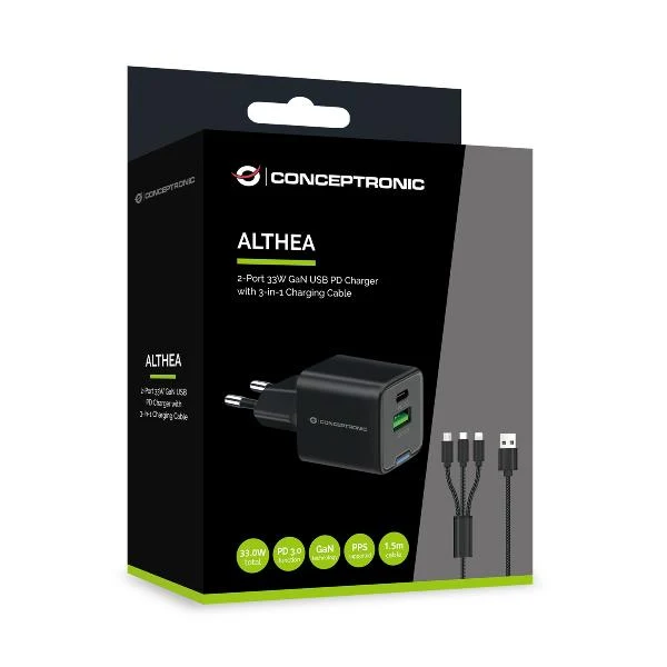 Conceptronic ALTHEA16B Caricabatterie per dispositivi mobili Universale Nero AC Ricarica rapida Interno