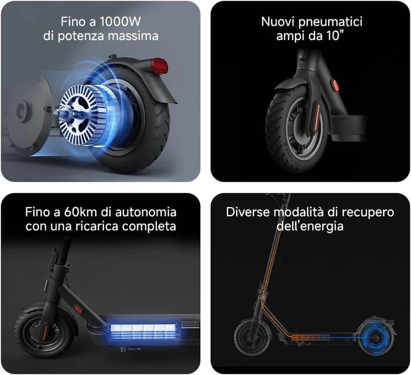 MONOPATTINO XIAOMI ELETTRICO 4 potenza 300Watt picco 600watt ruote 10 pollici
