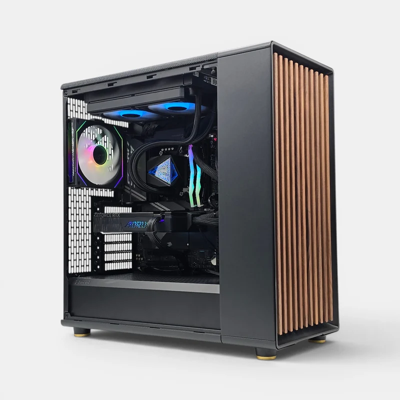 RTX 5080, Ryzen 9800X3D, 1TB NVMe SSD, 32GB DDR5, Custom Fractal Design North Walnut Gaming PC