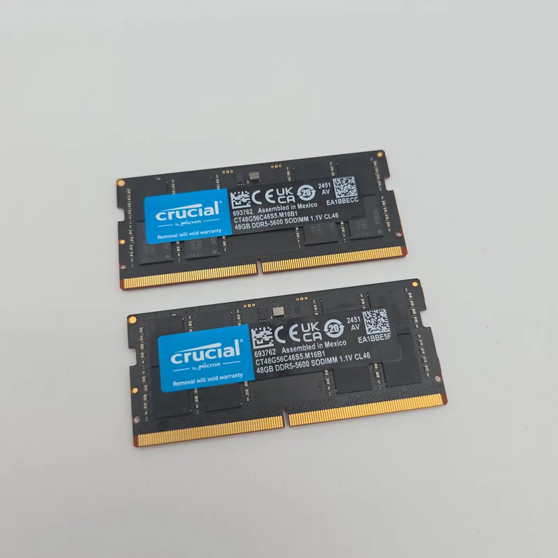 Crucial 96GB DDR5, 5600MHz, CL46, SODIMM Laptop Gaming Memory RAM (2x48GB)