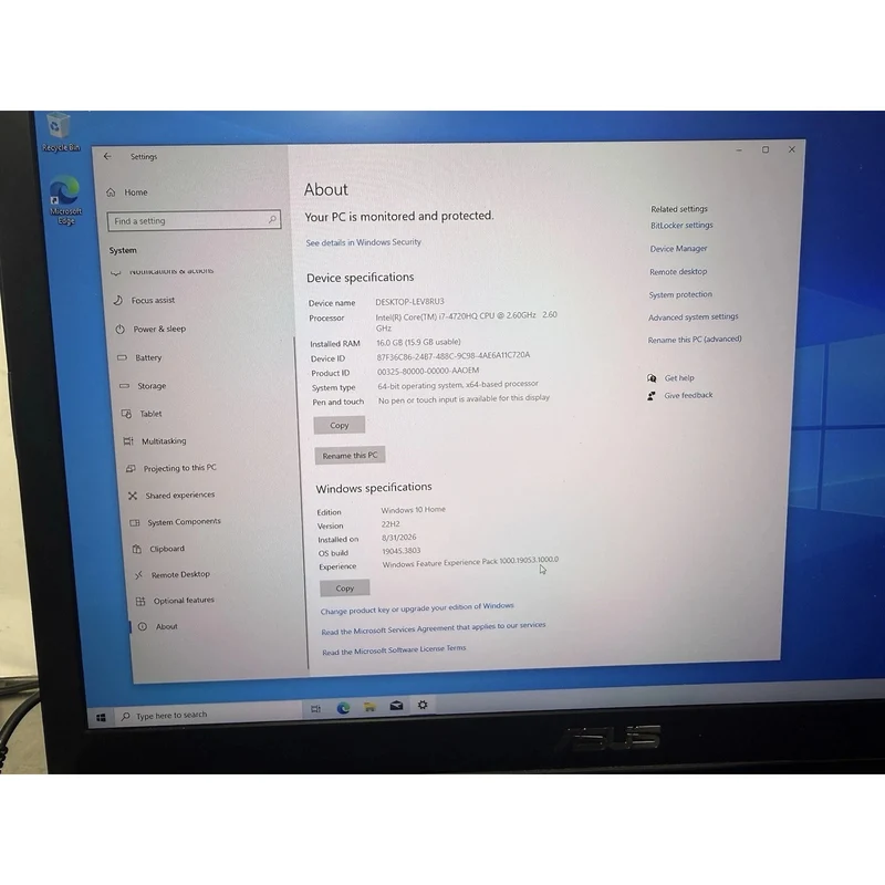 Asus GL771J 15.6" Laptop Intel Core i7-4720HQ @ 2.60GHz (16GB RAM, 256GB SSD) NVIDIA GTX 960M, Windows 10