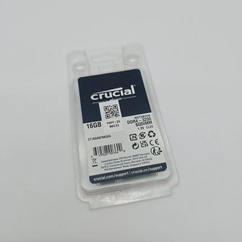 Crucial 16GB DDR4, 3200MHz, CL22, Laptop Notebook Memory RAM (SODIMM)