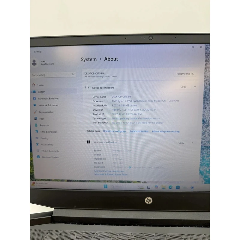 HP Pavilion 15.6" Gaming Laptop Ryzen 5 3550H @ 2.10GHz (8GB RAM, 256GB+2TB SSD) NVIDIA GeForce GTX 1050, Windows 11, Backlit Keys