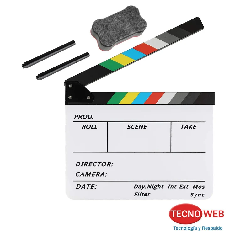 Claqueta Cine Rodajes De 30 X 24.5 Cm con Borrador y Marcadores