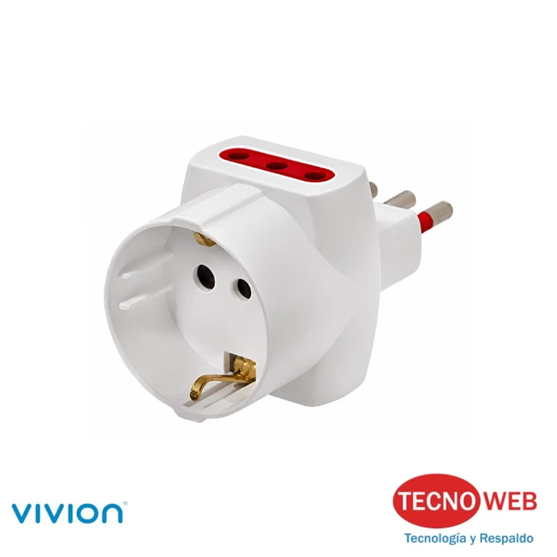 Adaptador de corriente Schuko + 2 3 en linea a ficha 3 en linea