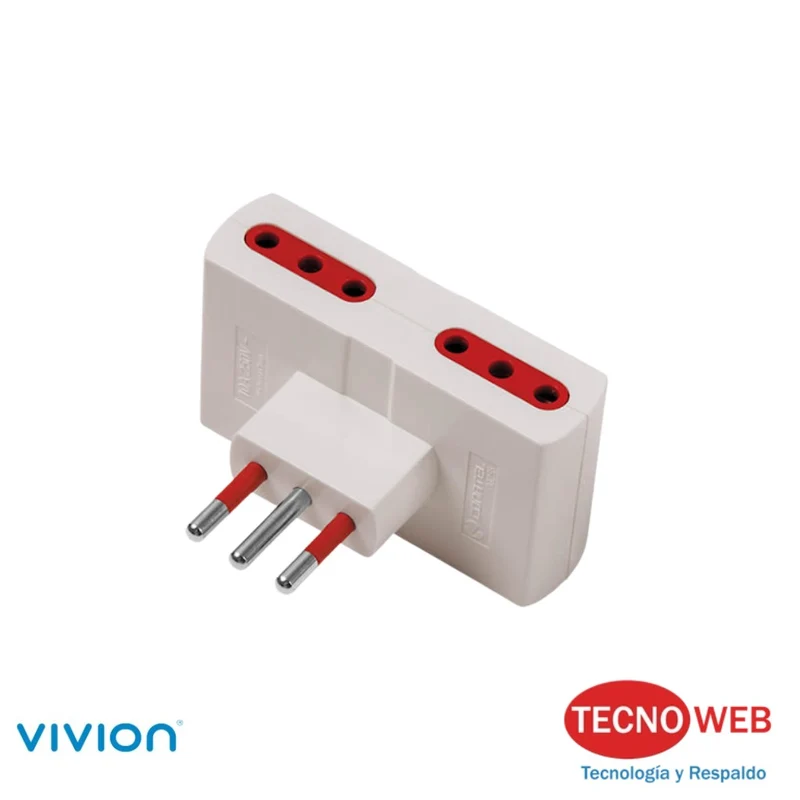 Adaptador de corriente 4 x 3 en linea a ficha 3 en linea Vivion