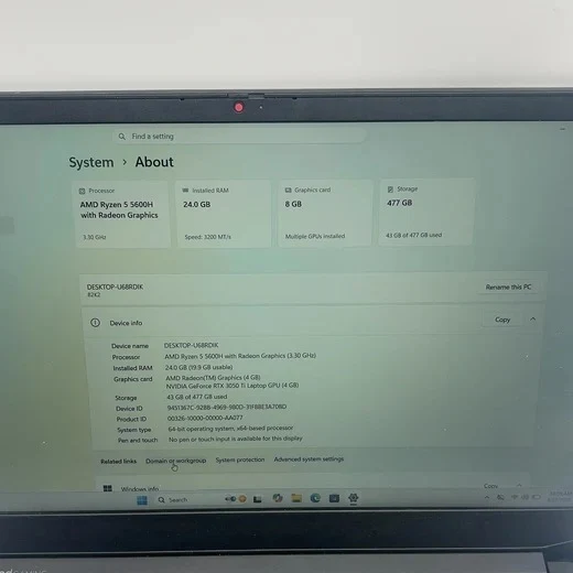 Lenovo IdeaPad Gaming 3 82K2 15.3" Laptop Ryzen 5 5600H @ 3.3GHz (8GB RAM, 512GB SSD) NVIDIA GeForce RTX 3050 Ti, Windows 11