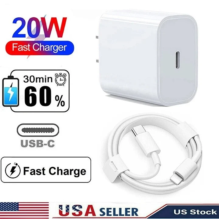 20W USB-C Fast Charger PD Adapter + 3FT Cable For iPhone 14/13/12/11 Pro iPad