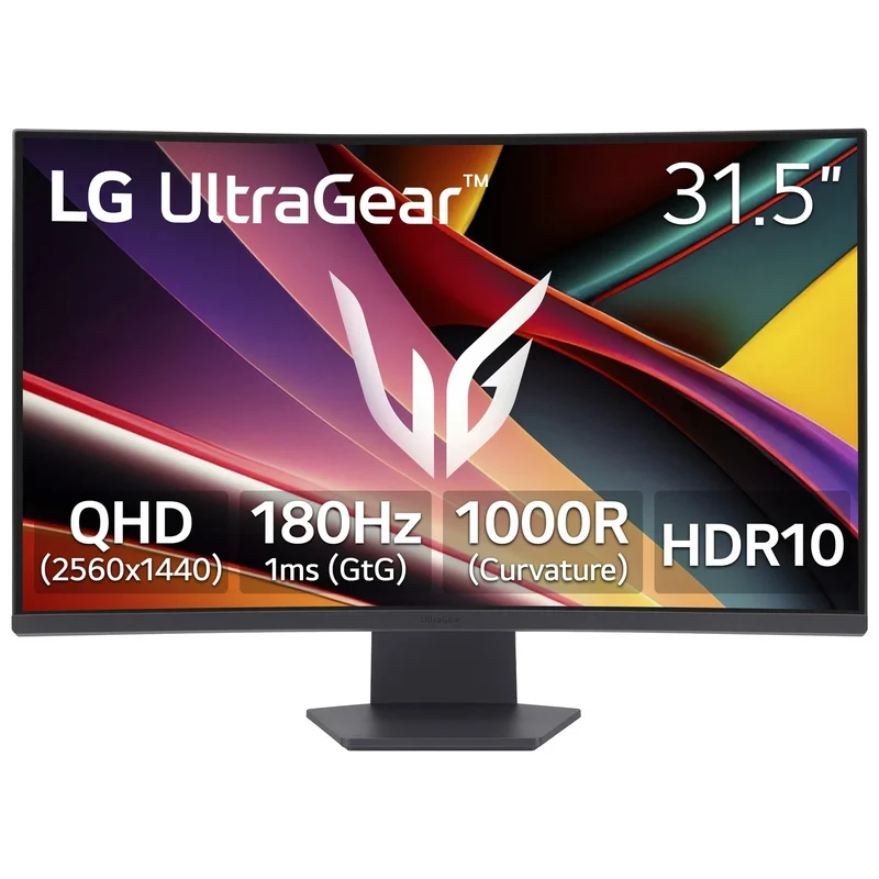 LG Electronics 32G60WA-B UltraGear 32-Inch QHD 1000R Curved Gaming Monitor, 180Hz Refresh Rate, 1ms Response Time, HDR10, AMD