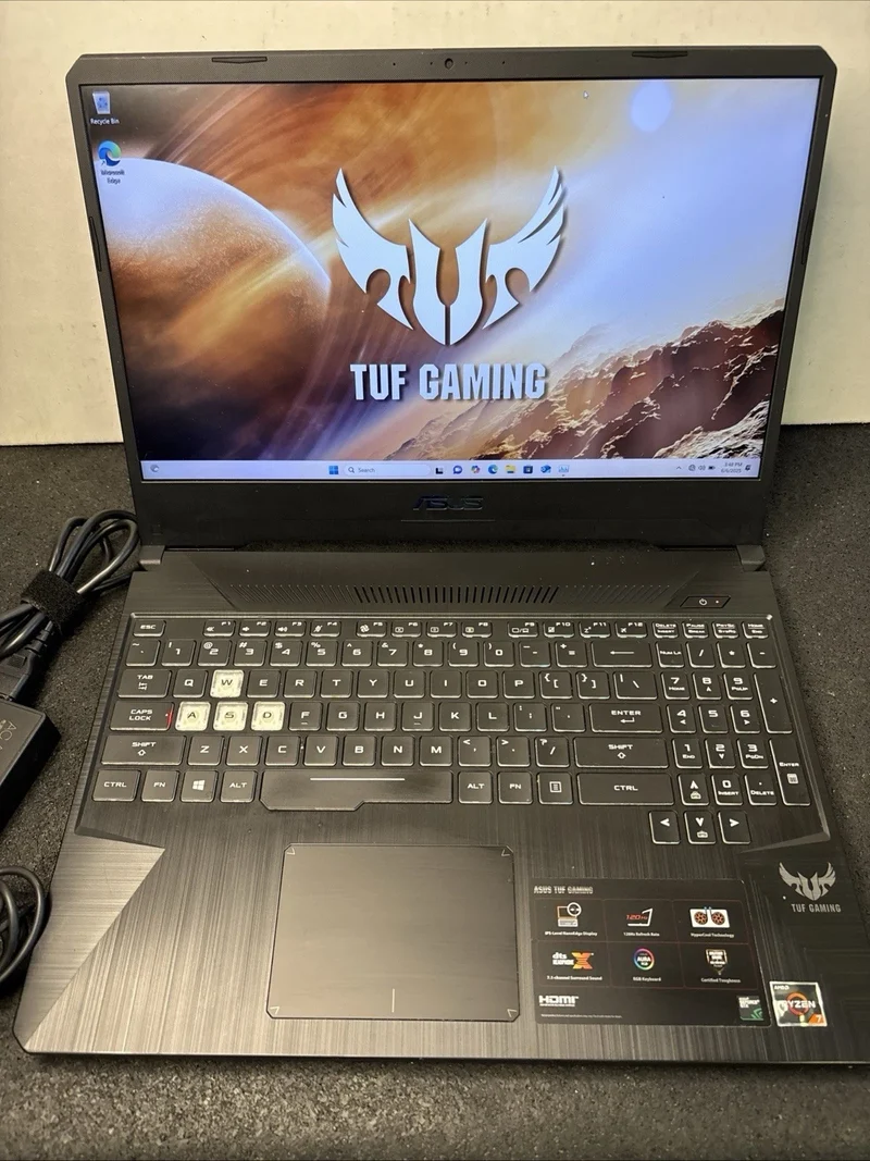 ASUS TUF Gaming Laptop AMD RYZEN 7-3750H @ 4.00 GHz, GeForce GTX 1650 (8GB DDR4, 512GB SSD) 15.6” Full HD IPS-Type, 120Hz, Gigabit Wi-Fi 5, Windows 11, RGB KEYBOARD, FX505DT