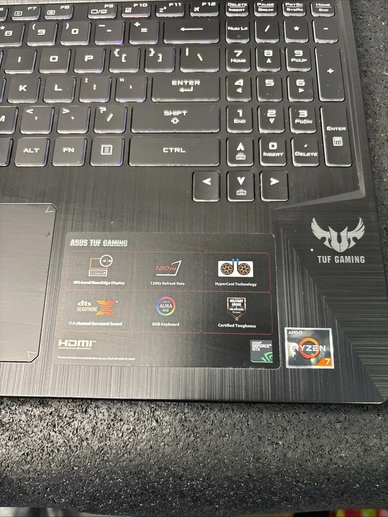 ASUS TUF Gaming Laptop AMD RYZEN 7-3750H @ 4.00 GHz, GeForce GTX 1650 (8GB DDR4, 512GB SSD) 15.6” Full HD IPS-Type, 120Hz, Gigabit Wi-Fi 5, Windows 11, RGB KEYBOARD, FX505DT