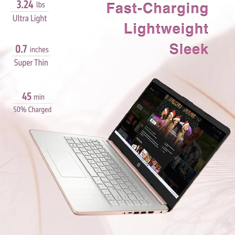 HP Laptop 14" HD, Intel Celeron N4120 (4GB RAM,128GB eMMC) Windows 11 Home, Rose Gold