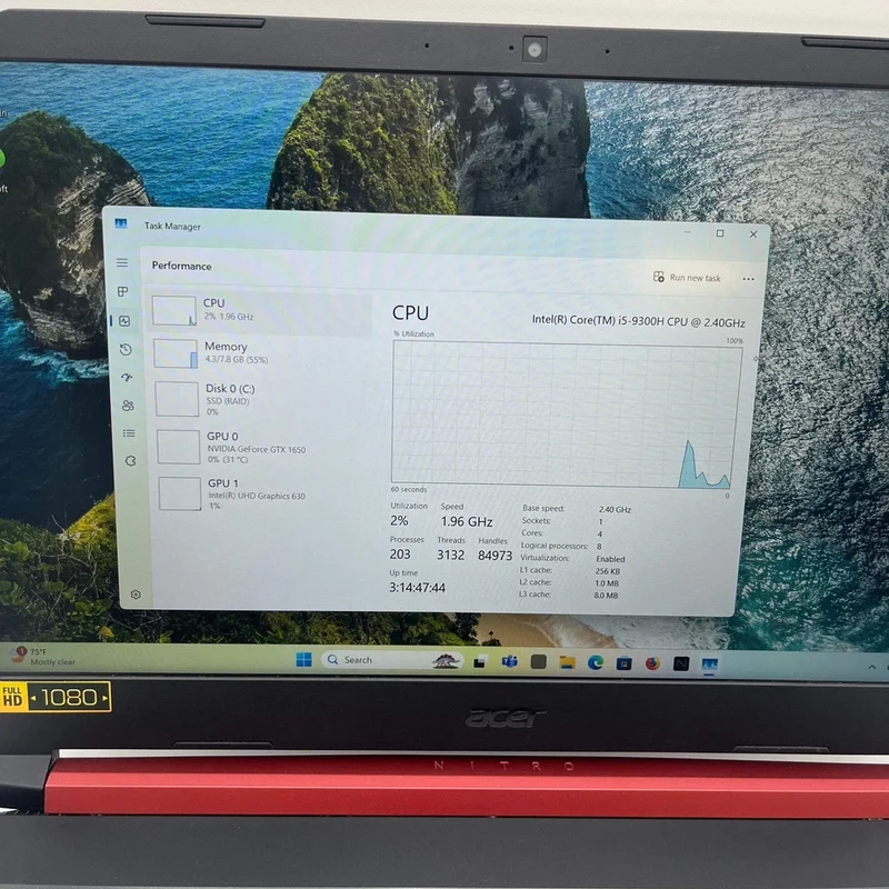 ACER NITRO 5 (AN515-54) 15.6" INTEL CORE i5-9300H (16GB RAM, 256GB SSD) GAMING LAPTOP, NVIDIA GEFORCE GTX 1650 WINDOWS 10