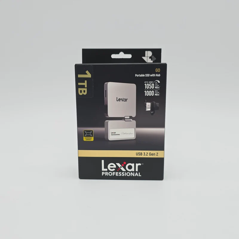 Lexar Professional Go 1TB Portable SSD with Hub, External Storage