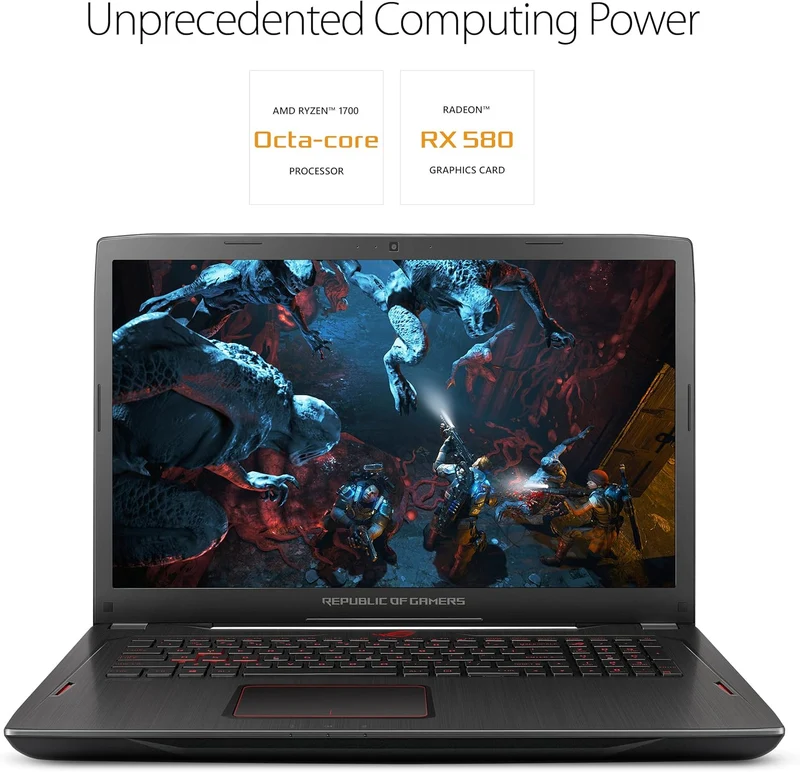 ASUS ROG Strix GL702ZC 17.3” FHD FreeSync Display, GAMING LAPTOP, AMD Ryzen 7 1700 @ 3.0 GHz (16GB RAM, 128GB SSD + 1TB HDD) AMD Radeon RX 580 WINDOWS 11