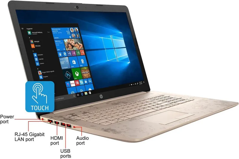 HP 17-by0015cy 17.3" TOUCHSCREEN LAPTOP INTEL CORE I3-7100U @ 2.40GHZ (16GB RAM, 256GB SSD + 1TB HDD) WINDOWS 10 - BEIGE/GOLD/BLACK COLOR