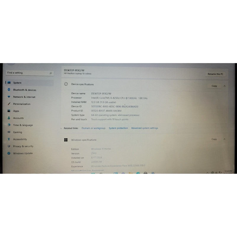 HP Pavilion 15, 15-cs0053cl TOUCHSCREEN 15.6" Laptop, Intel Core i5-8250U (12GB RAM, 256GB SSD) Windows 11, Backlit Keyboard