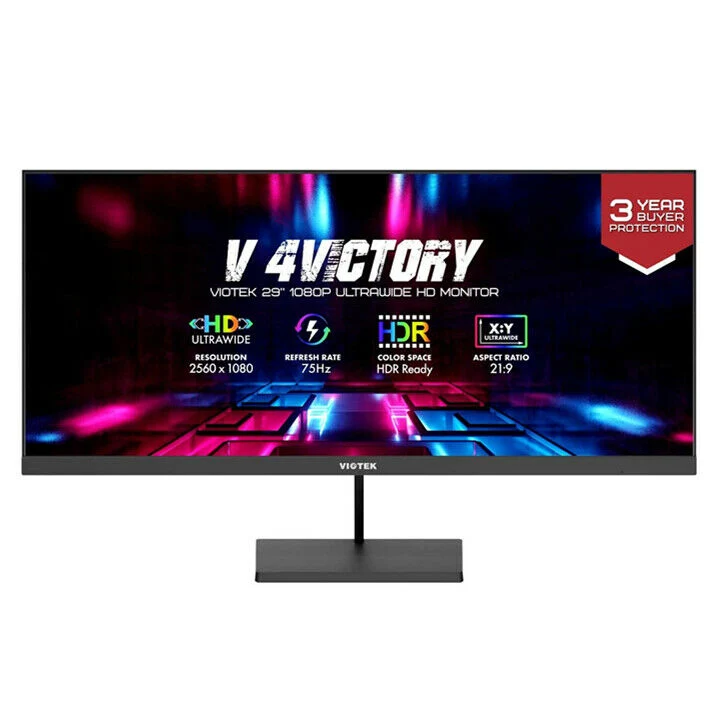 VIOTEK NFI29CB 29-Inch Ultrawide 21:9 2560 x 1080p 75hz Gaming Monitor sRGB IPS FreeSync G-SYNC, HDR 2X HDMI