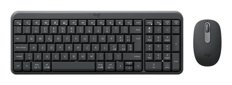 Logitech MK250 Compact Bluetooth Wireless Combo tastiera Mouse incluso Universale RF senza fili + Bluetooth Italiano Grafite