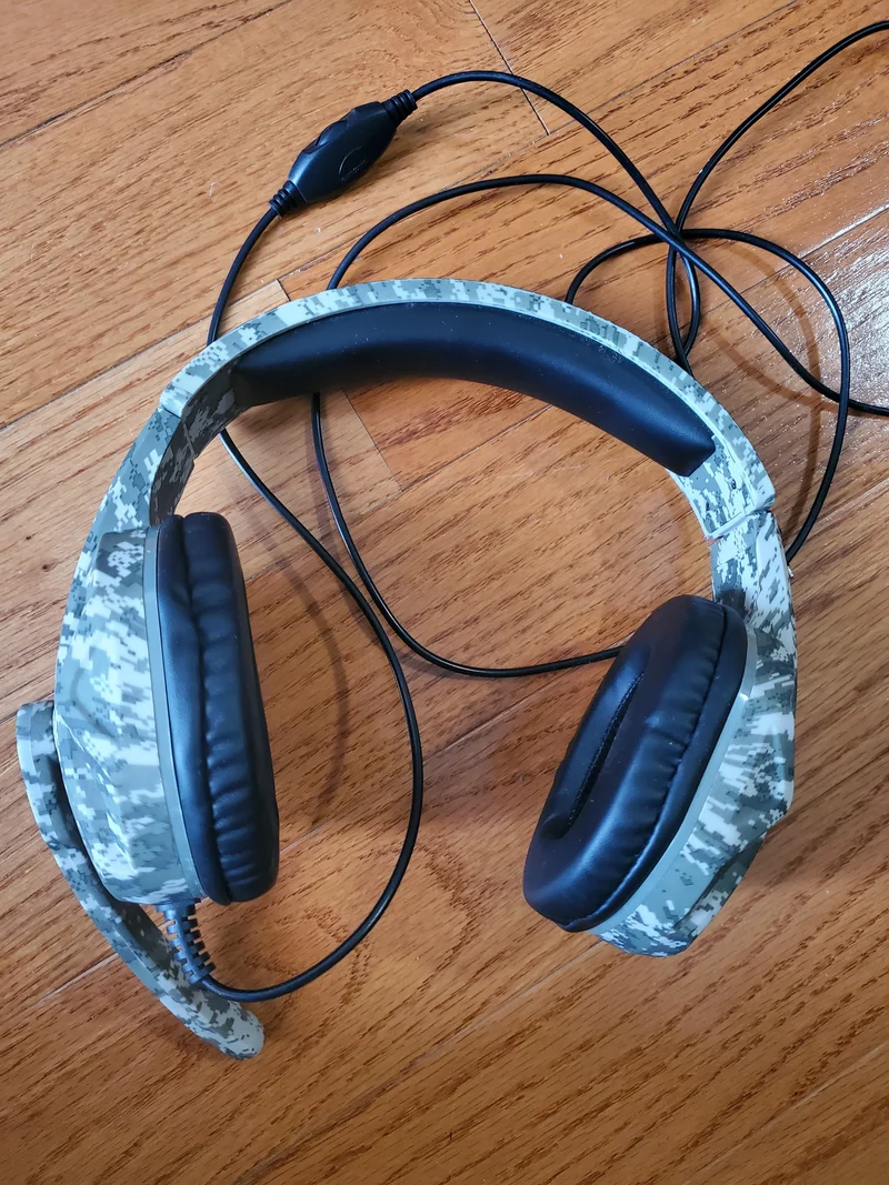U.S. Army Camouflage Wired Headset with Microphone, Noise Cancelling for PS4-5, PC, MAC, Stereo