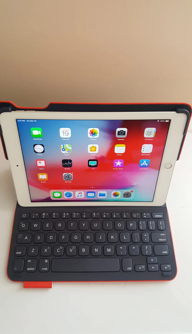 Logitech Ultrathin Keyboard Folio, Mars Red For iPad Air 1, Air 2, iPad 5th Gen 9.7" (2017), iPad 6th Gen 9.7" (2018)