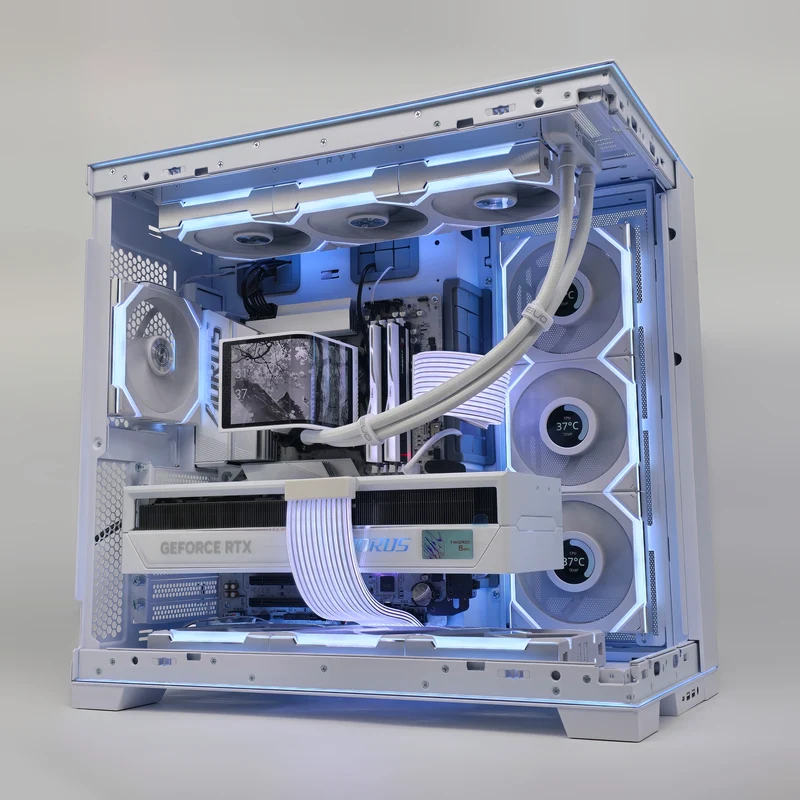 RTX 5090, Ryzen 9800X3D, 4TB NVMe SSD, 64GB DDR5, Custom White Liquid Cooled Gaming PC