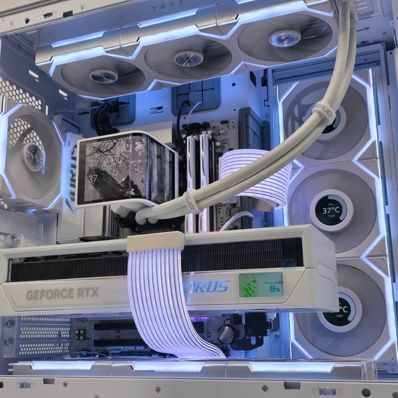 RTX 5090, Ryzen 9800X3D, 4TB NVMe SSD, 64GB DDR5, Custom White Liquid Cooled Gaming PC