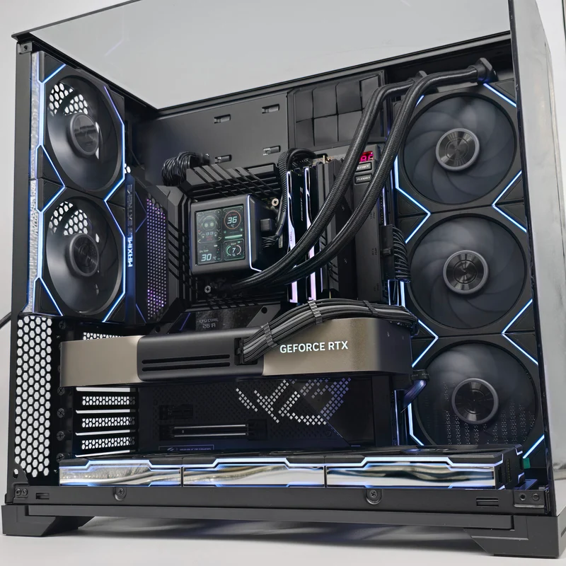 RTX 5080 FE, Intel i9-14900K, 64GB DDR5, 2TB 990 Pro NVMe, Custom Black Liquid Cooled Lian Li Gaming PC