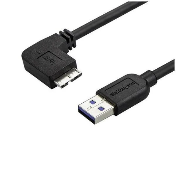 StarTech.com Cavo USB 3.0 Tipo A a Micro B slim - Connettore USB3.0 A a Micro B slim ad angolo sinistro Gen 1 (5 Gbps) - 1m