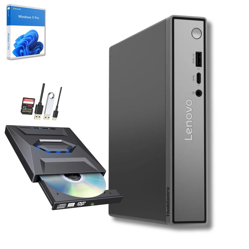 Lenovo ThinkCentre Neo 50q Gen 5 Tiny | Intel Core 5 210H | Ram 16GB DDR5 | SSD 512GB | Masterizzatore DVD HUB Esterno Windows 11 Pro | Prodotto Nuovo