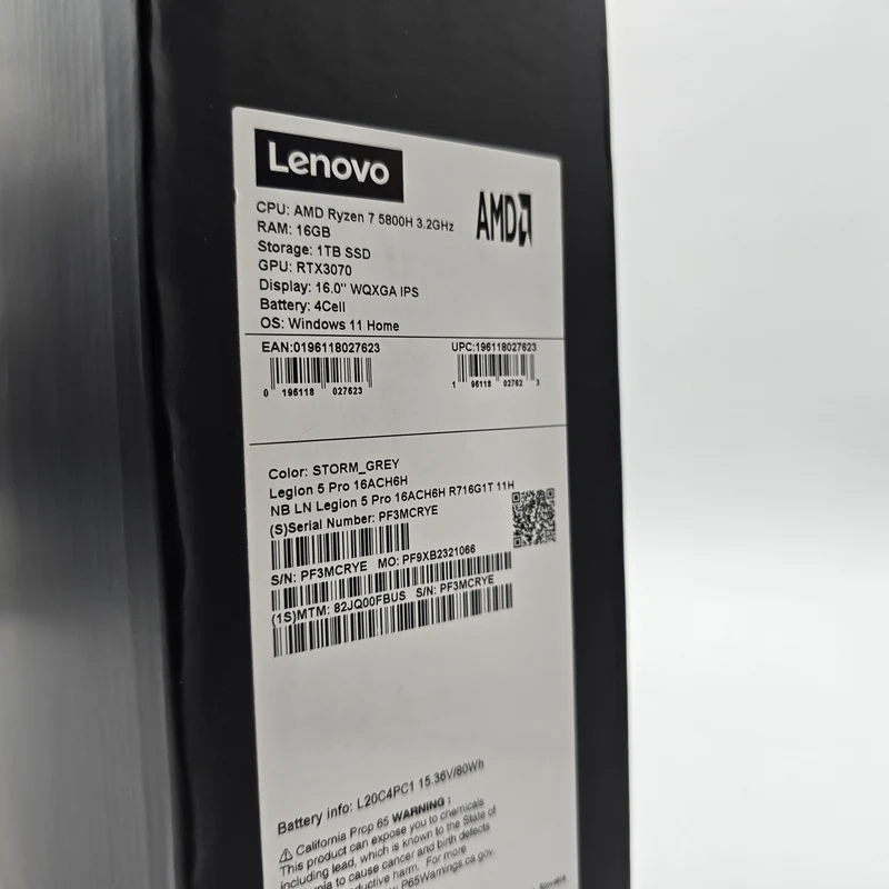 Lenovo Legion 5 Pro, RTX 3070, Ryzen 7 5800H, 165Hz QHD+, Gaming Laptop