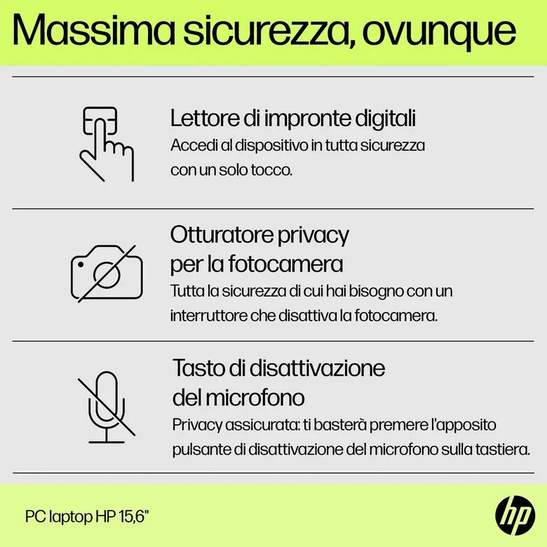 HP 15-fd0079nl Intel® N N100 Computer portatile 39,6 cm (15.6") HD 4 GB DDR4-SDRAM 128 GB UFS Wi-Fi 6 (802.11ax) Windows 11 Home in S mode Grigio