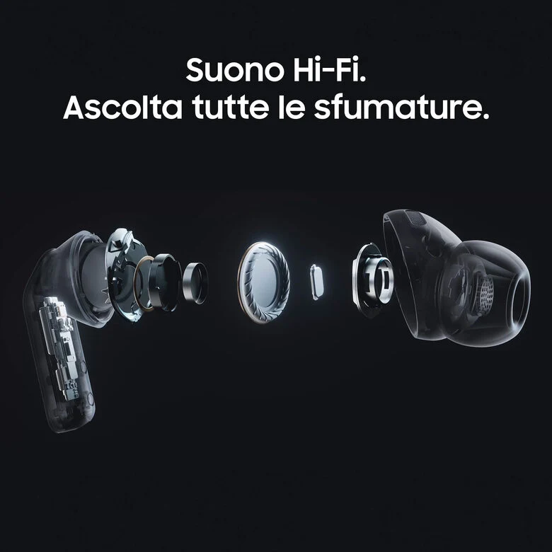 Samsung Galaxy Buds4 Pro, Black, Corpo in metallo, Altoparlante a 2 vie e doppio amplificatore, Chiamate cristalline, Audio a 360°, ANC migliorata, Controllo adattivo del rumore, Connessione
