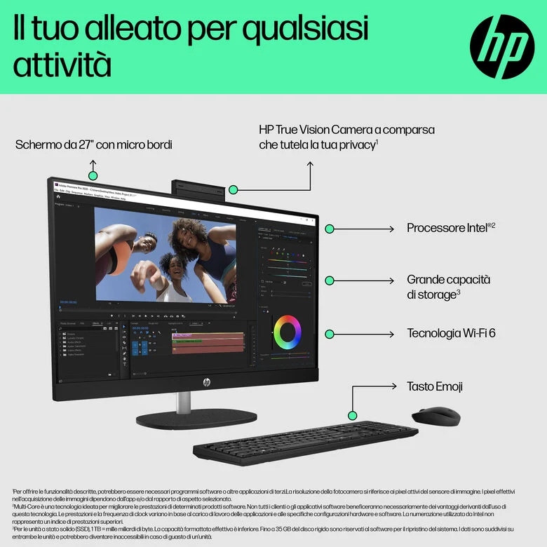 HP 27-cr0061nl Intel® Core™ i5 i5-1335U 68,6 cm (27") 1920 x 1080 Pixel PC All-in-one 16 GB DDR4-SDRAM 512 GB SSD Windows 11 Home Wi-Fi 6 (802.11ax) Bianco