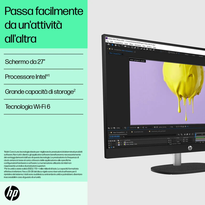 HP 27-cr0061nl Intel® Core™ i5 i5-1335U 68,6 cm (27") 1920 x 1080 Pixel PC All-in-one 16 GB DDR4-SDRAM 512 GB SSD Windows 11 Home Wi-Fi 6 (802.11ax) Bianco