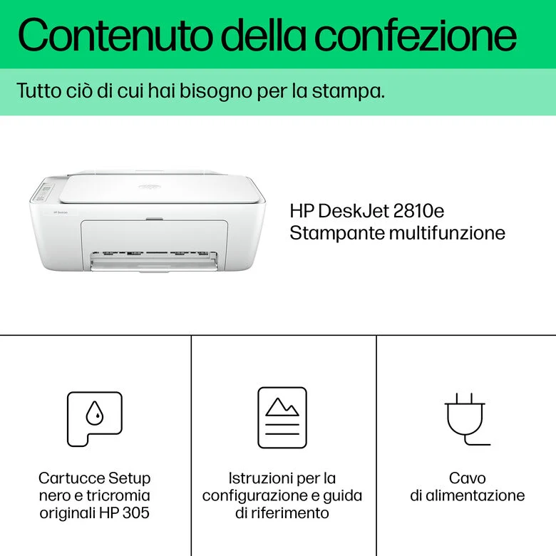 HP DeskJet 2810e Wireless All-in-One Colore Stampante, Instant Ink; Fotocopiatrice, scanner