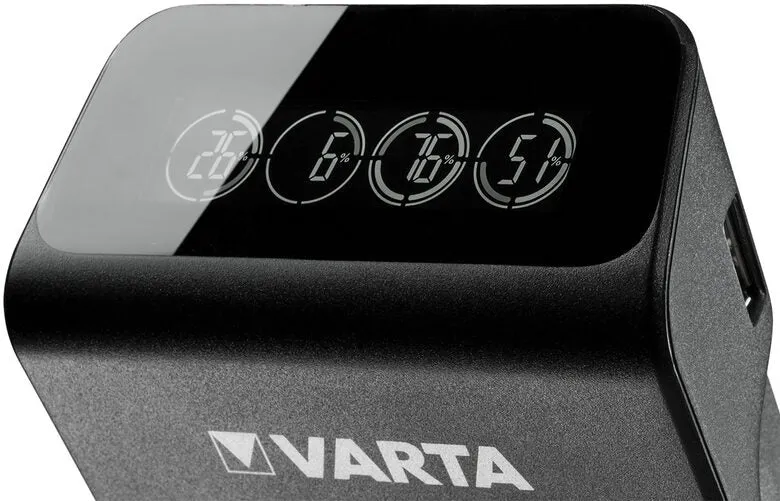 Varta LCD Plug charger+ AA & AAA ((Batterie ricaricabili NiMH incl. 4x AA 2100 mAh accu), nero