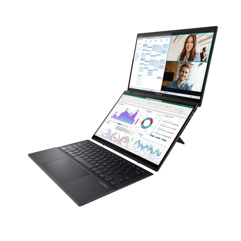 ASUS Zenbook Duo OLED UX8406MA-PZ286W Intel Core Ultra 7 155H Computer portatile 35,6 cm (14") Touch screen 3K 16 GB LPDDR5x-SDRAM 1 TB SSD Wi-Fi 6E (802.11ax) Windows 11 Home Grigio