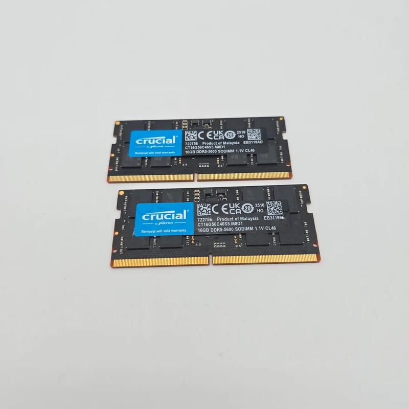 Micron Crucial 32GB DDR5, 5600MHz, CL46, SODIMM Laptop Memory RAM (2x16GB)