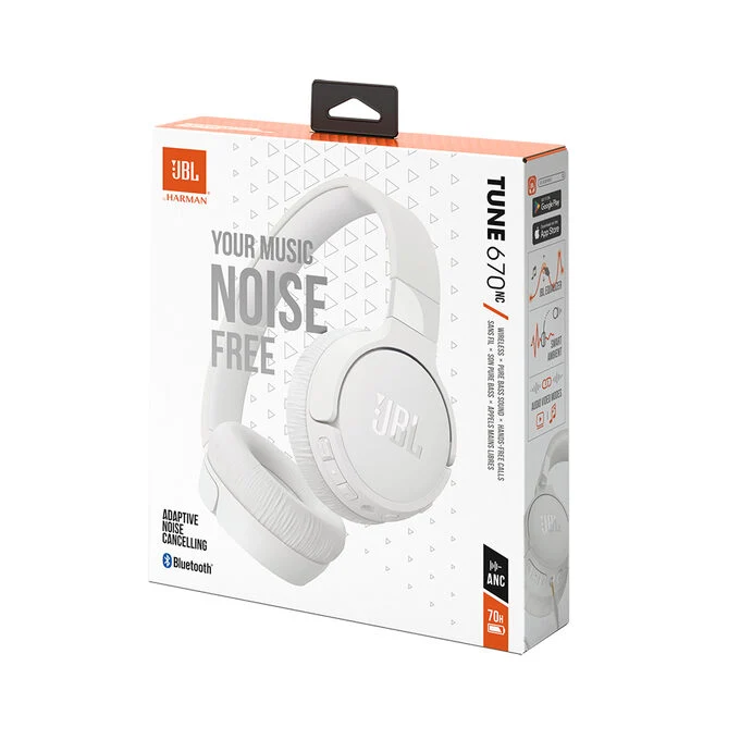 JBL Tune 670 NC Auricolare Con cavo e senza cavo A Padiglione Musica e Chiamate USB tipo-C Bluetooth Bianco