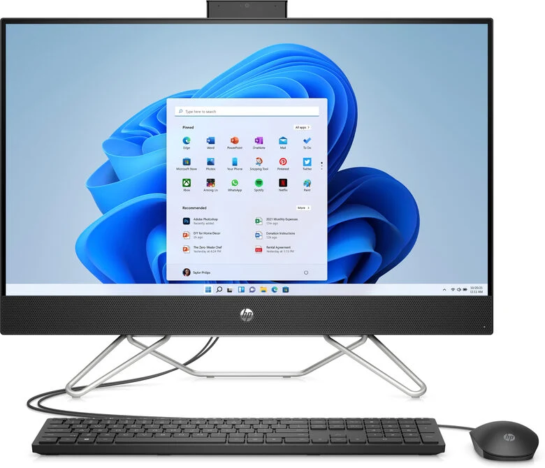 HP 27-cb0002nl AMD Ryzen™ 3 5300U 68,6 cm (27") 1920 x 1080 Pixel PC All-in-one 8 GB DDR4-SDRAM 512 GB SSD Windows 11 Home Wi-Fi 5 (802.11ac) Nero