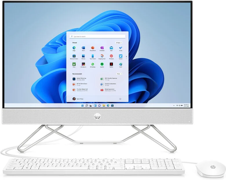 HP 24 -cb0008nl AMD Ryzen™ 3 5300U 60,5 cm (23.8") 1920 x 1080 Pixel PC All-in-one 8 GB DDR4-SDRAM 256 GB SSD Windows 11 Home Wi-Fi 5 (802.11ac) Bianco