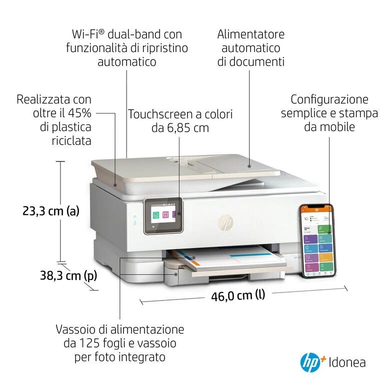 HP ENVY Stampante multifunzione HP Inspire 7924e, Casa, Stampa, copia, scansione, Wireless; HP+; Idonea per HP Instant ink; Alimentatore automatico di documenti