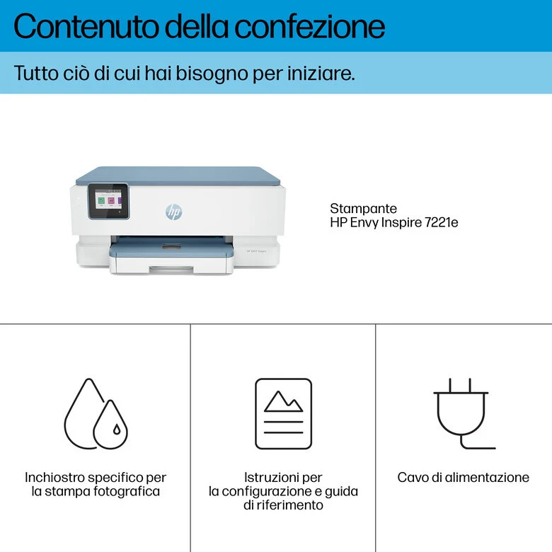 HP ENVY Inspire 7221e Wireless All-in-One Colore Stampante, Instant Ink; Stampa di foto