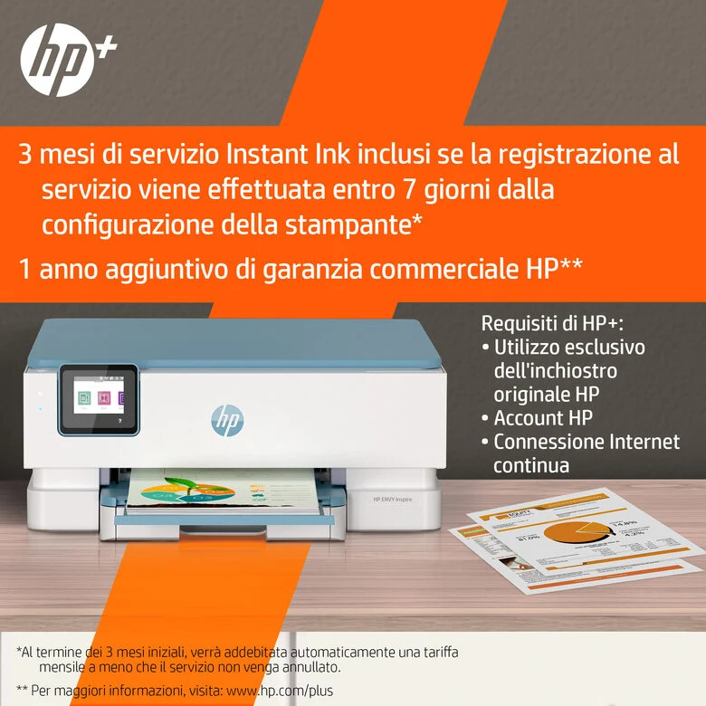 HP ENVY Inspire 7221e Wireless All-in-One Colore Stampante, Instant Ink; Stampa di foto