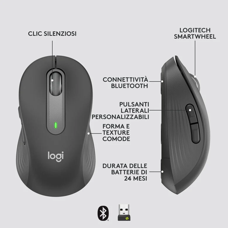 Logitech Signature M650 mouse Mano destra RF senza fili + Bluetooth Ottico 4000 DPI
