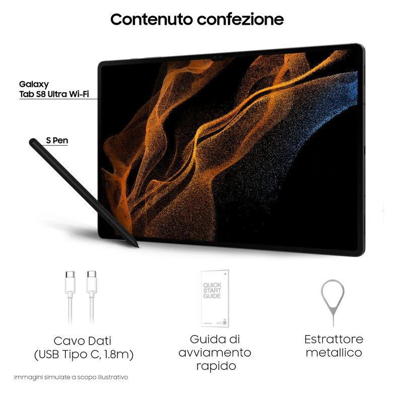 Samsung Galaxy Tab S8 Ultra Tablet Android 14.6 Pollici Wi-Fi RAM 12 GB 256 GB Tablet Android 12 Graphite [Versione italiana]