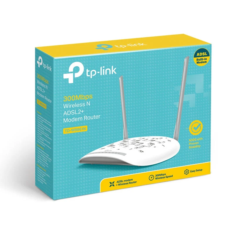 TP-LINK TD-W8961N router wireless Fast Ethernet Banda singola (2.4 GHz) Grigio, Bianco